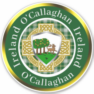 Sticker Bouclier irlandais O'Callaghan/Croix celtique pers