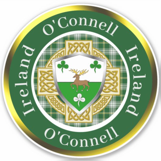 Sticker Bouclier irlandais O'Connell/Croix celte personnal (Devant)
