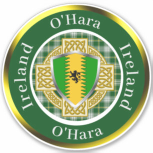 Sticker Bouclier irlandais O'Hara/Croix celte personnalisé