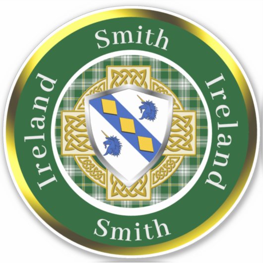 Sticker Bouclier irlandais Smith/Croix celtique Personnali (Devant)