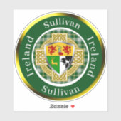 Sticker Bouclier irlandais Sullivan/Croix celtique personn (Feuille)