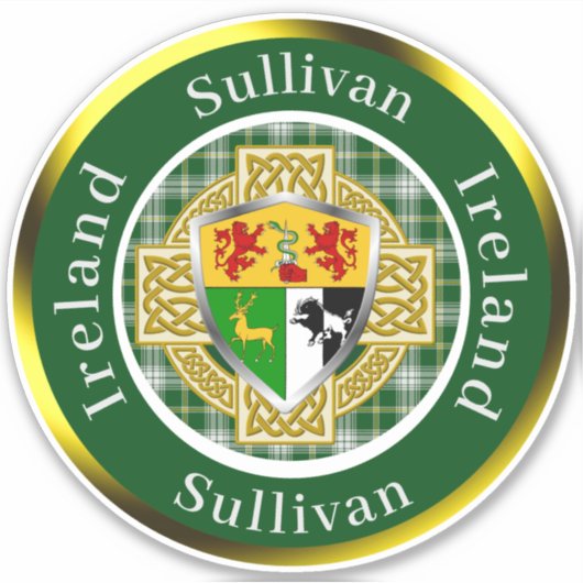 Sticker Bouclier irlandais Sullivan/Croix celtique personn (Devant)