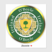 Sticker Bouclier O'Boyle & Croix celtique Personnalisé (Feuille)