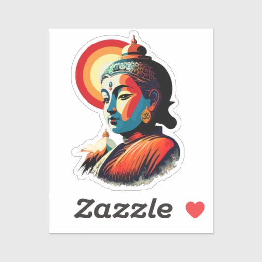 Sticker Bouddha Lord Retro Pop Art Portrait (Feuille)