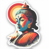 Sticker Bouddha Lord Retro Pop Art Portrait (Recto)