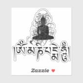 Sticker Bouddha Om Mani Padme Hum Mantra bouddhiste (Feuille)