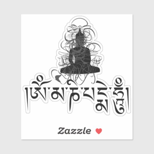Sticker Bouddha Om Mani Padme Hum Mantra bouddhiste (Feuille)