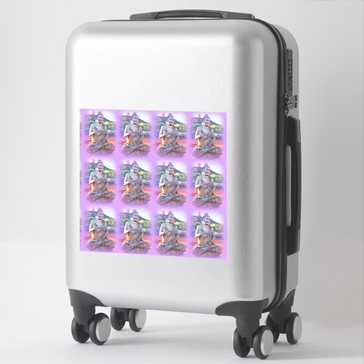 Sticker bouddhas d'aura violette (Sur valise)