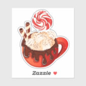 Sticker Boug de chocolat chaud avec Marshmallows & Lolly (Feuille)