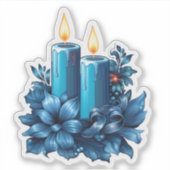 Sticker Bougie Bleue Joyeuse pour Noël (Devant)