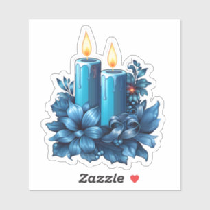 Sticker Bougie Bleue Joyeuse pour Noël