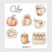 Sticker Bougie Citrouille Pêche Latte (Feuille)