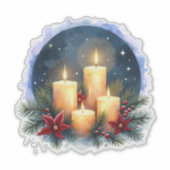 Sticker Bougie de Noël avec Poinsettias (Devant)