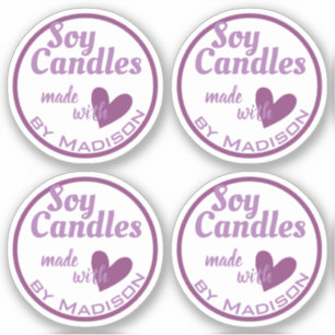 Sticker Bougies Élégantes Violettes et Blanches Faîtes ave