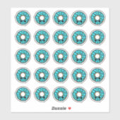 Sticker Bouillie avec glaçage Turquoise et arroses (Feuille)
