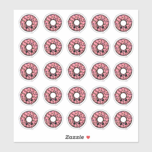 Sticker Bouillie de chocolat avec glaçage rose et arroses (Feuille)