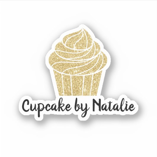Sticker Boulangerie Gold Cupcake Parties scintillant moder (Devant)