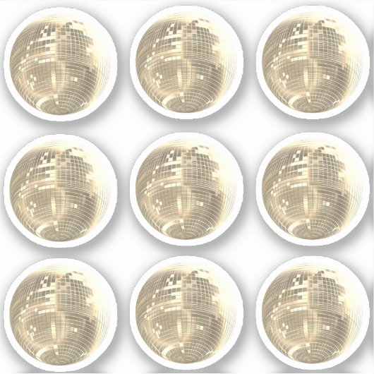 Sticker Boule à facettes dorée mignonne Set de 9 autocolla (Devant)