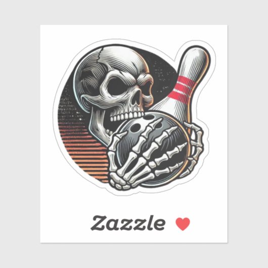 Sticker Boule de bowling à préhension de crâne (Feuille)