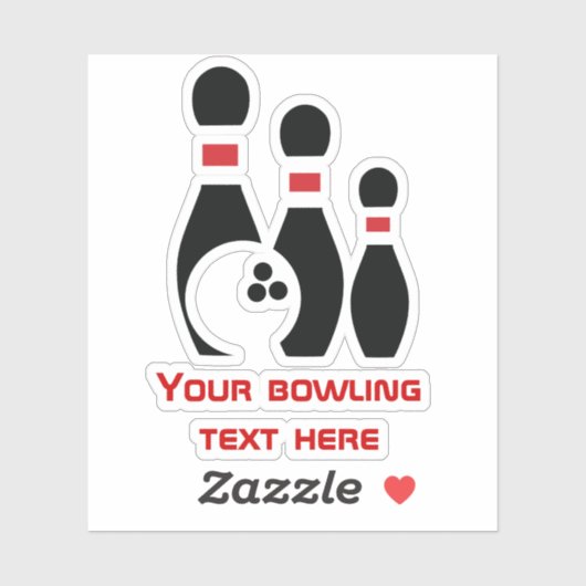 Sticker Boule de bowling et épingles rouge et noir coutume (Feuille)