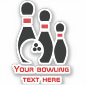 Sticker Boule de bowling et épingles rouge et noir coutume (Devant)
