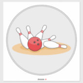 Sticker Boule de bowling frappant les quilles (Feuille)