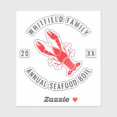 Sticker Boule de homard de famille d'été personnalisée (Feuille)