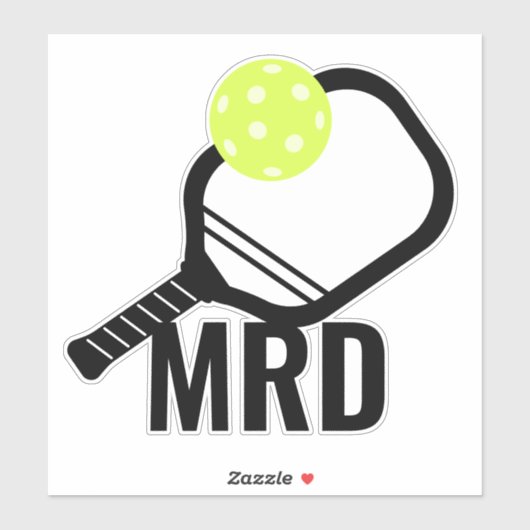 Sticker Boule de Pickleball + Initiales Monogrammes de Pad (Feuille)