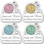 Sticker Boule de Tricot Fil Fabriqué avec amour, Ensemble  (Devant)