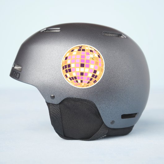 Sticker Boule Disco Moderne Gold Retro (Côté casque)