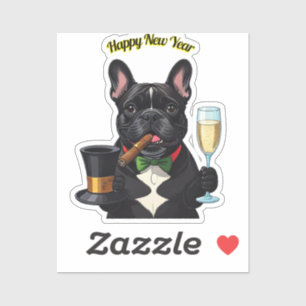 Sticker Bouledogue français French Bulldog Nouvel An