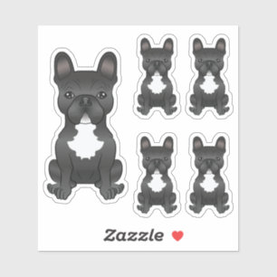 Sticker Bouledogue français noir et blanc Chien de dessin