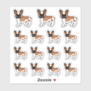 Sticker Bouledogue français pie rouge mignon chiens de des