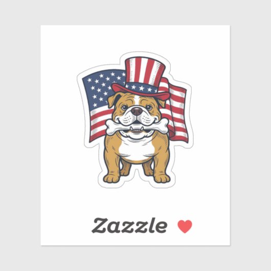 Sticker Bouledogue Patriotique Avec Drapeau Vector Design_ (Feuille)