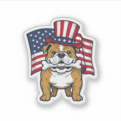 Sticker Bouledogue Patriotique Avec Drapeau Vector Design_ (Devant)