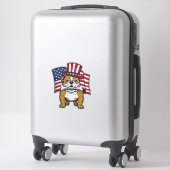 Sticker Bouledogue Patriotique Avec Drapeau Vector Design_ (Sur valise)