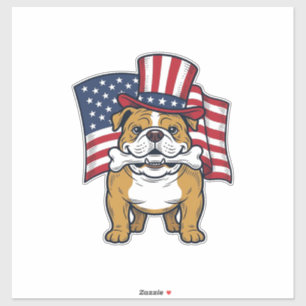Sticker Bouledogue Patriotique Avec Drapeau Vector Design_
