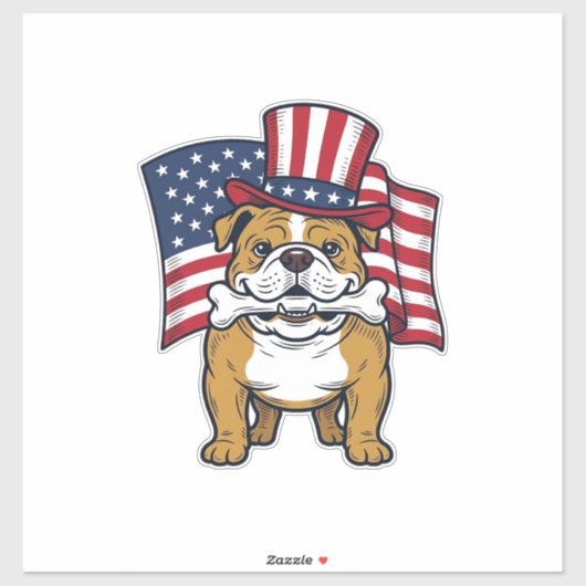 Sticker Bouledogue Patriotique Avec Drapeau Vector Design_ (Feuille)