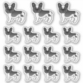Sticker Bouledogues français à robe noire et blanche pie d (Devant)