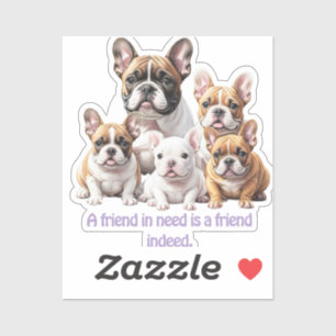 Sticker Bouledogues français amis amusants Bouledogues