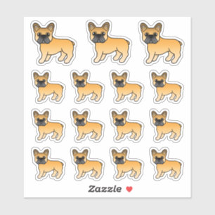Sticker Bouledogues français fauves dessins animés mignons