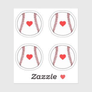 Sticker Boules de baseball avec pack de coeur rouge