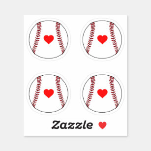 Sticker Boules de baseball avec pack de coeur rouge