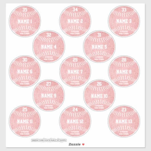 Sticker boules de poutres girly ensemble de 13 noms de jou (Feuille)