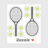 Sticker Boules de tennis et raquettes de tennis (Feuille)