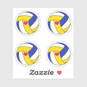 Sticker Boules de volley-ball avec pack de coeur rouge