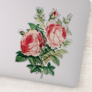 Sticker Bouquet coloré Vintage Aquarelle Rose Fleurs