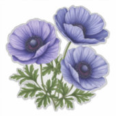Sticker Bouquet d'anémones violettes (Devant)