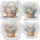 Sticker Bouquet dans un panier en osier rustique (Devant)