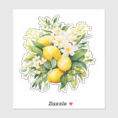 Sticker Bouquet de citron aux fleurs blanches (Feuille)